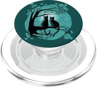Cat Couple Watch The Full Moon Women Cute Aesthetic Pattern PopSockets PopGrip for MagSafe