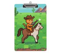 Cat Cowboy Clipboard 8.5×12.5 Inch Acrylic Clip Board with Metal Clip A4 Letter Size Decorative Clipboard Cute Hanging Clipboards for Office, Teacher, Nurse, Doctor,