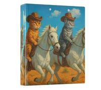 Cat Cowboy Horse 3 Rings Binders 1-1/2 Inch, Basic Binder Notebook Holds 200 Sheets Decorative Cute Three Ring Binder for School Supplies, 1 Pack