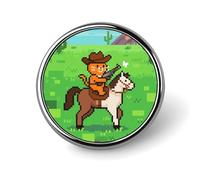 Cat Cowboy Lapel Pin Cute Metal Brooch Pin Fashionable Round Badge for Shirts, Hats, Jackets Unique Fashion Accessories Gift for Men & Women