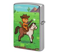 Cat Cowboy Lighter Case Metal Double-Sided Lighter Cover Pocket Lighters Sleeve Windproof Lighters Accessories for Men Women