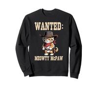 Cat Cowboy Outlaw Vintage Wanted Poster Western Country Pun Sweatshirt