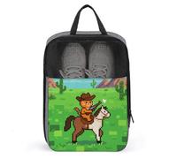 Cat Cowboy Shoe Bag Waterproof & Breathable Shoe Pouch for Travel, Portable Carry Case for Sports Sneakers, Gym, Vacation