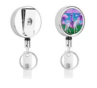 Cat Cowboy with Rifle Rides A Horse on Green Grass Retractable Work Badge Holder Keychain Badge Reel 24.4" Cord & 360° Swivel Alligator Clip Heavy Duty Id Name Tag Holder for Nurses Doctors Teachers O