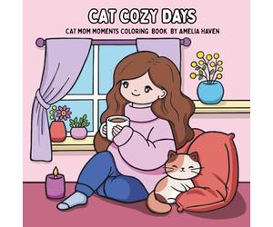 Cat Cozy Days: Cat Mom Moments Coloring Book for Adults and Teens