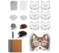 Cat Craft Set - Empty Animal for Creative Dress Up, Paint Ready Smooth Design, Contains Mesh + Felt Sheet, Lightweight Craft Supplies Durable, for Parties, Cosplay and Carnival Evening