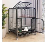 Cat Crate Cage Indoor Pet Carrier 2 Tier Metal Enclosure with Locking Doors and Wheels Kitten Kennel Small Animal Playpen Outdoor Cat House XX Large Black