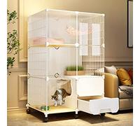 Cat Crate,Cat Cage,Cat Kennels For Indoor Cats,Cat Playpen For Indoor Cats 2 Tier Cat Cage Indoor Detachable Metal Wire Kitten Cage With Door And Casters Easy To Use,77*47*112cm(30*18.5*44