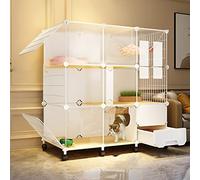 Cat Crate, Cat Cage, Cat Kennels for Indoor Cats, Cat Playpen for Indoor Cats 2 Tier Cat Cage Indoor Detachable Metal Wire Kitten Cage with Door and Casters Easy to Use