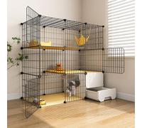 Cat Crate for Indoor Cats - Spacious Cat Cage with Litter Box, Easy Access, Convenient to Clean, Ideal Exercise Space