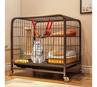 Cat Crate, Pet Playpen, Domestic Cat Villa, Metal Wire Small Pet Cat Kennel Kitten Cage with Wheels, Drawer Leak-Proof Tray, with Hammock, Suitable for Indoor Kittens,Black-60x45x66cm