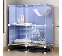 Cat Crates For Indoor Cats,Cat Cages Indoor DIY Indoor Pet Home With Pallets And Platforms,Metal Wire Kennels Cat Playpen Cat Condo (Color : Blue, Size : 29.5" L X 15.3" W X 33.8" H)