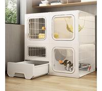 Cat Crates for Indoor Cats, Cat Cages Indoor Large with Litter Box, Pp Material Durable and Breathable Pet Cage for 1-2 Cats, Outdoor Catio Enclosure (Color : White, Size : 71 * 36.5 * 106cm (Whi