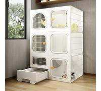 Cat Crates for Indoor Cats, Cat Cages Indoor Large with Litter Box, Pp Material Durable and Breathable Pet Cage for 1-2 Cats, Outdoor Catio Enclosure (Color : White, Size : 71 * 36.5 * 106cm (Whi