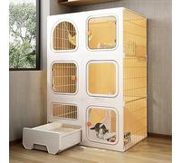 Cat Crates for Indoor Cats, Cat Cages Indoor Large with Litter Box, Pp Material Durable and Breathable Pet Cage for 1-2 Cats, Outdoor Catio Enclosure (Color : White, Size : 71 * 36.5 * 106cm (Yel