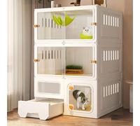 Cat Crates for Indoor Cats, Cat Crate Diy Cat Playpen Diy Indoor Pet Home Large Exercise Place with Platforms Sliding Door Design Is Sturdy and Durable,White-71 * 46 * 106cm