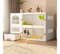 Cat Crates for Indoor Cats, Cat Crate Diy Cat Playpen Diy Indoor Pet Home Large Exercise Place with Platforms Sliding Door Design Is Sturdy and Durable,White-106 * 46 * 71cm-a