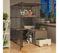 Cat Crates for Indoor Cats, Cat Kennels For Indoor Cats with Litter Box, Diy Small Animal Cage Assembled Cat Enclosures with 2 Door for Pet, Ideal for 1-2 Cats (Size : 75 * 95 * 10