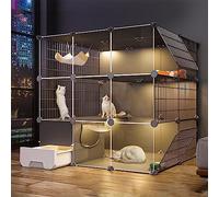 Cat Crates for Indoor Cats, Kitten Cage for Indoor Cats, Outdoor Cat Enclosure, Cat Cage with Litter Box, DIY Cat Cage, Water Proof, Easy to Install,L110xW95xH109cm