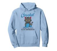 Cat Crochet makes me feel less murdery funny crochet women Pullover Hoodie, Adult Unisex, Dusty Blue, Large