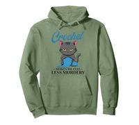 Cat Crochet makes me feel less murdery funny crochet women Pullover Hoodie, Adult Unisex, Sage Green, X-Large