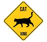 Cat Crossing Sign Cats Xing Warning Plaque for Outdoor Funny Slow Down Sign Square 30x30CM Aluminum Signs for Street Road Garden Christiams Novelty Gifts Rustproof Fade Resistant