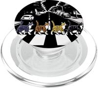Cat Crosswalk Parody Tee - Colorful Cats Crossing Road Funny PopSockets PopGrip for MagSafe