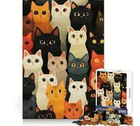 Cat Crowd Illustration 1000 Piece Jigsaw Puzzles for Adults Teenagers Think Training Easy Relaxation Defined Edges Thoughtful Xmas (38x52cm)