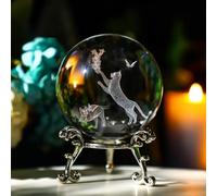Cat Crystal Ball with Stand 60mm 3D Laser Engraved Decorative Ball