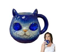 Cat Crystal Coffee Mug - Mineral Geode Tea Cup Adorable Animal Drinkware Decorative Collectible for Home | Hot Cold Drinks Birthday Gift Office Kitchen Morning Relaxation