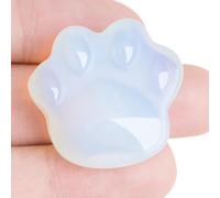 Cat Crystals and Healing Stones, Natural Stone for Anxiety Relief, Emotional Balance & Positive Energy, Pocket-Sized Worry Stones for Stress Relief, Unique Gift for Crystal Cat Lovers (White)