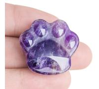 Cat Crystals and Healing Stones, Natural Stone for Anxiety Relief, Emotional Balance & Positive Energy, Pocket-Sized Worry Stones for Stress Relief, Unique Gift for Crystal Cat Lovers (Amethyst)