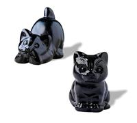 Cat Crystals Healing Stones,Sleeping Cat & Paw Ornament Figurine Set, Animal Statues Cute Cat Amethyst Crystals Worry Stones Stress Relief Christmas Memorial Gifts for Women Desk Decor Black