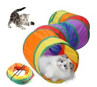 Cat Cube Tunnel Cat Toys S Cat Tunnel 8.43x9.84 Inch Collapsible Kitty Indoor Outdoor Toy with 2 Holes and Play Ball for Puppy Rabbit Small Animal Rainbow Color