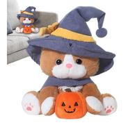 Cat Cuddly Toy, Witch Kitten with and Cape, 25 cm Plush Kitten Cuddly Toy for Children, Girls, Birthday, Halloween, Party, Living Room, Sofa, Bedroom, Bed Decoration, Decoration for Living Room