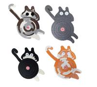 Cat Cup Coasters - ShiningUU 4PC Drink Coaster Gifts for Cat Lovers | Coasters Set with Playful Cats Design | Funny Coaster | Non-Slip Drink Pads for Home Decor & Coffee Tables