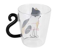 Cat Cup, Cute Cups Cute Cat Mug Reusable Cups Glass Transparent Milk Tea Water Glass for Women Girls Kids Friends (White Cat)