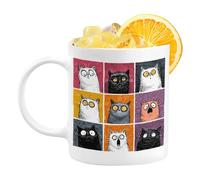 Cat Cup | Cute Glasses with Non-Slip Handle 350ml | Ceramic Coffee Cup Tea Cup Cat Tea Cup | for Hot Cold Water, Juice, Milk, Friend, Women, Birthday Party,