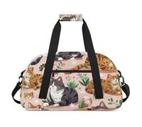 Cat Cute Design Gym Bag Sports Duffle Bag Weekend Sleepover Duffel Bags Small Travel Tote for Overnight Workout Gymnastics Dance Ballet, Cats Lovely Design, 18.9 x 8.7 x 10.6 in, Duffel Bags