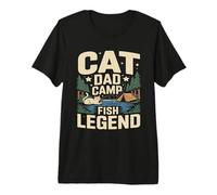 Cat Dad Camp Fish Legend Funny Camping Scene Premium T-Shirt
