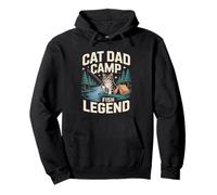Cat Dad Camp Fish Legend Funny Camping Scene Pullover Hoodie