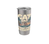 Cat Dad Camp Fish Legend Funny Camping Scene Stainless Steel Insulated Tumbler