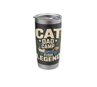 Cat Dad Camp Fish Legend Funny Camping Scene Stainless Steel Insulated Tumbler