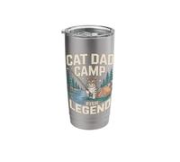 Cat Dad Camp Fish Legend Funny Camping Scene Stainless Steel Insulated Tumbler