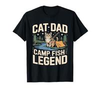 Cat Dad Camp Fish Legend Funny Camping Scene T-Shirt
