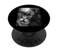 Cat Dad Funny Full Moon Vintage Graphic Man Men's Selfie PopSockets Adhesive PopGrip