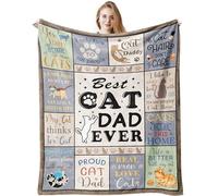Cat Dad Gifts for Men, Cat Lover Present Blanket 150x130CM, Cats Gift for Cat Lovers, Gift for Men Who Love Cats, Cat Themed Gifts, Best Cat Dad Gifts, Birthday or Father's Day Present for Him
