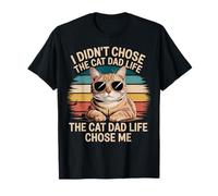 Cat Dad Life Chose Me Funny Retro Tabby T-Shirt