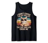 Cat Dad Life Chose Me Funny Retro Tabby Tank Top