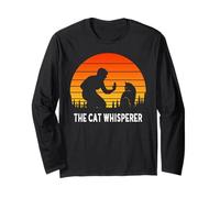 Cat Dad Mum Mom The Cat Whisperer Feline Retro Long Sleeve T-Shirt